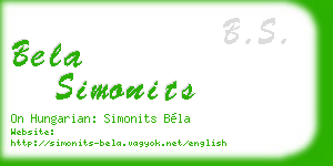 bela simonits business card